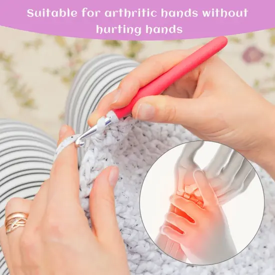 77 Pieces Crochet Hook Set, Aluminum Ergonomic Crochet Hooks with Knitting Needles, Large Eye Blunt Needles, Colorful Crochet Needles, Plastic Stitch Markers, and Case {6}