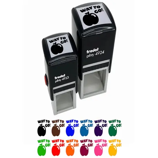 Way to Go with Apple Teacher Motivation Self-Inking Rubber Stamp Ink Stamper Red {1}