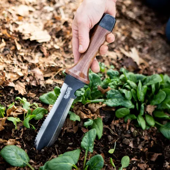 Lehman's Hori Hori Garden Knife, Durable Double Edge, Hardened Steel with Wooden Handle, Hand Weeding and Digging Tool with Sheath {7}