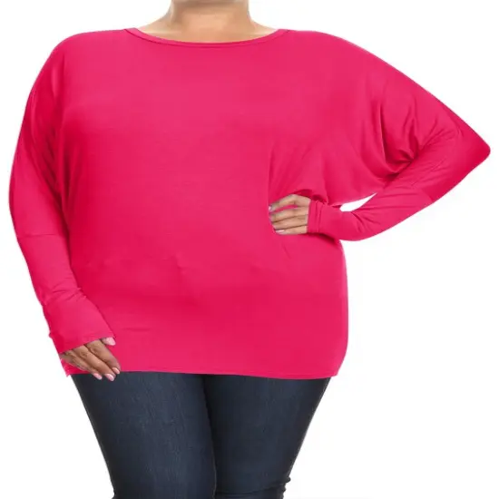 Plus Solid Jersey Knit Dolman Top Long Sleeves | RADYAN&reg; Baby blue {6}