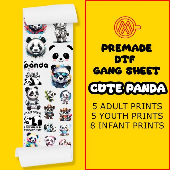 Cute Panda Vibes Direct-to-Film Transfer Gang Sheets - 22x60 {1}