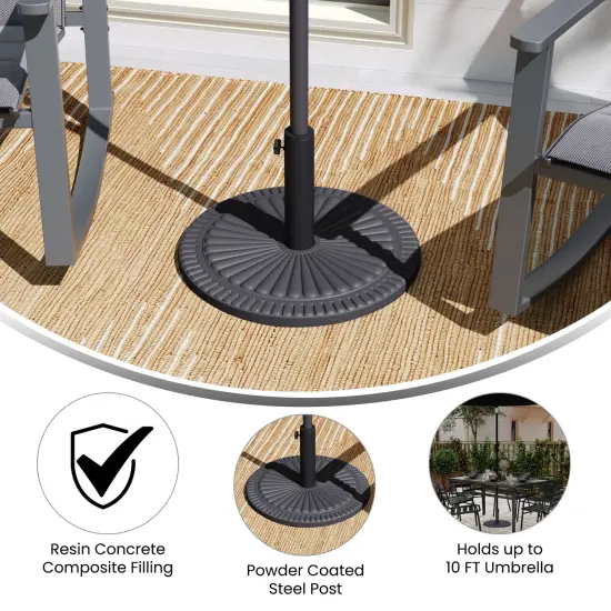 Emma and Oliver Keegan 19.25" Diameter Universal Sunburst Pattern Cement Patio Umbrella Base with Weatherproof Plastic Polymer Coating Bronze {10}