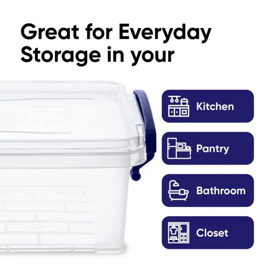 Mini Storage Bins with Lids, Clear Plastic Containers for Organizing, Stackable Totes, BPA Free, Non Toxic, Odor Free, Organizer Boxes for Home, Office, and Dorm, 1.25 Qt, 2 Pack {3}