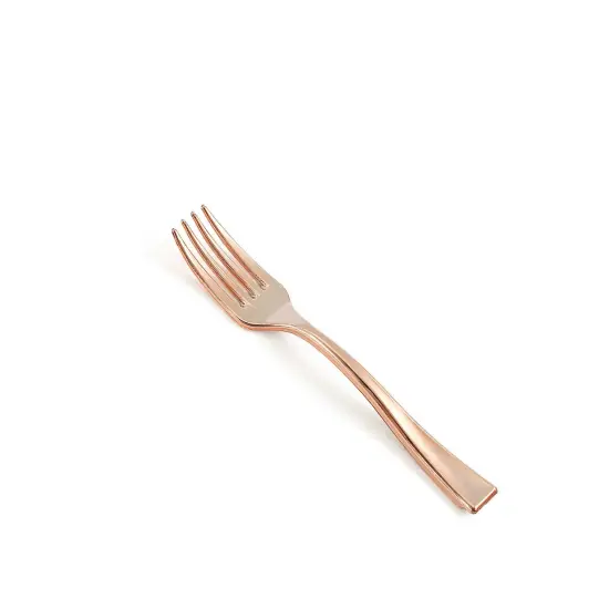 4-Inch long Rose Gold Disposable Plastic Appetizer Forks {2}