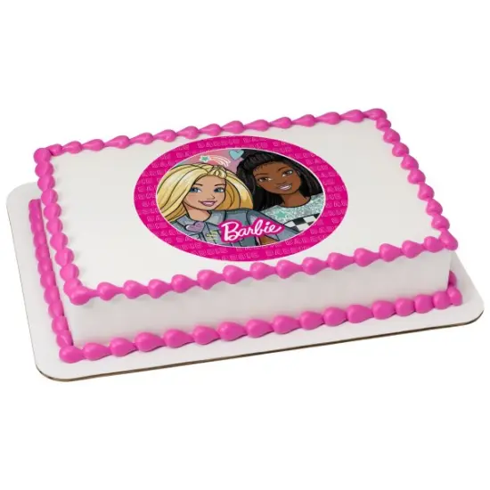 Barbie&trade; Friends Forever Edible Cake Topper Image - 7.5" Round {2}