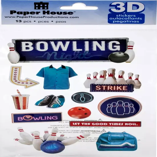 Paper House Bowling Night Dimensional Stickers {1}