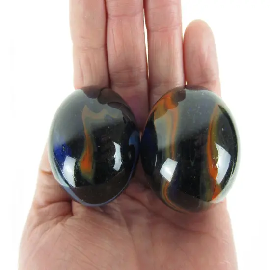 2 mammoth DRAGONFLY 1 5/8" Cobalt Blue Marbles Glass Massive 42mm large {3}