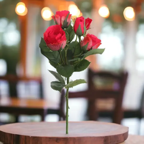 Beauty Shade Silk Rose Spray - 15.4-Inch Cluster of 5 Lifelike Roses for Floral Arrangements and Centerpieces | Floral Home by Artificial Flowers {4}