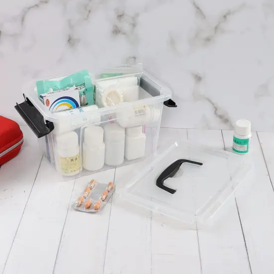 6 Pieces 3.5 Quart Small Plastic Storage Box with Handles, Clear Latching Bin with Lid {5}