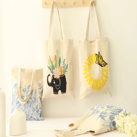 Floral Tote Bag for Women, Cute Aesthetic Spring Tote Bag with Inner Pocket, Reusable Cloth Cotton Flower Tote Bag for Daily Essentials - Floral {5}