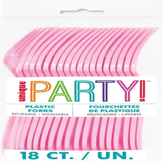 Lovely Pink Plastic Forks, 18ct {2}