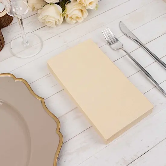 50 Plain Soft 2 Ply Dinner Table Cocktail Paper NAPKINS Beige {1}