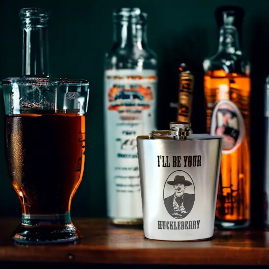 8oz I'll Be Your Huckleberry Stainless Steel Flask {5}