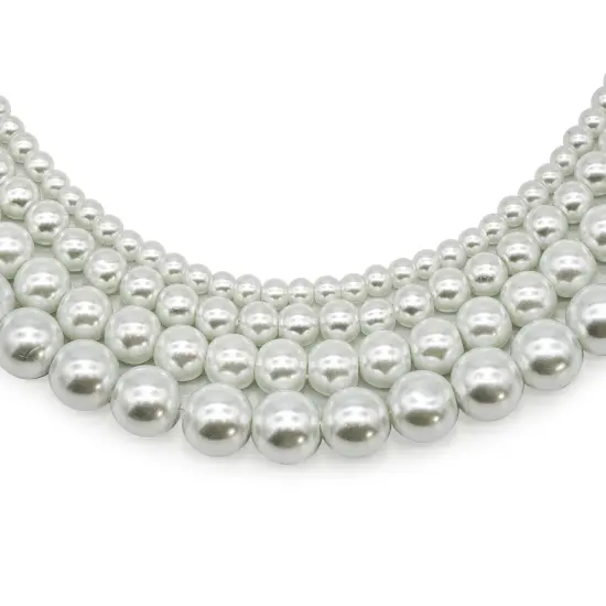 4-6-8-10mm White Glass Pearl Beads on 30-Inch Strand {1}