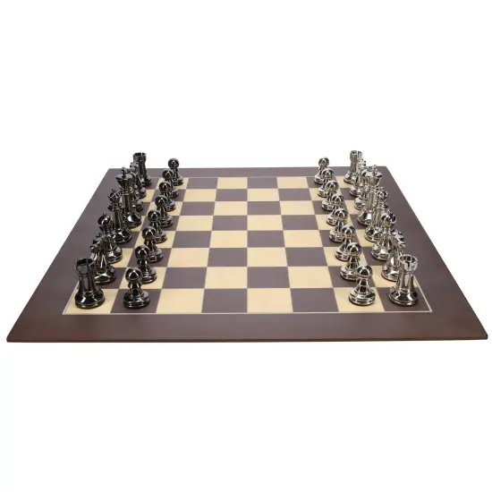 Bobby Fischer Metal Ultimate Chess Set, Wood Board 21.75 in., 3.6 in. King {2}