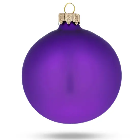 Set of 4 Matte Purple Glass Ball Christmas Ornaments 4 Inches {4}