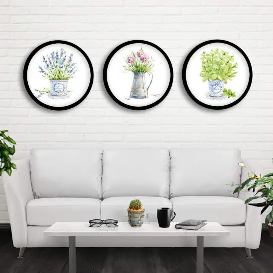 alblinsy Round Photo Frame Wooden Wall Hanging Picture Frames for Home Office Wall Decor (Black, 6 inch) {6}