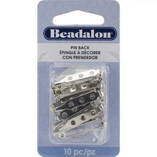 Beadalon Pin Backs 1" 10/Pkg-Silver {1}