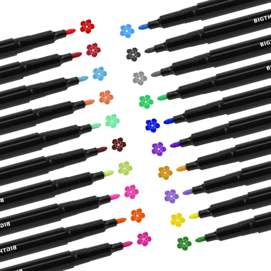 20 Pieces Permanent Fabric Pens, Machine Washable Fabric Markers for T-Shirts Designs, Canvas Bags, Shoes, Fabric and Crafts for Kids Adults Drawing and Writing {1}