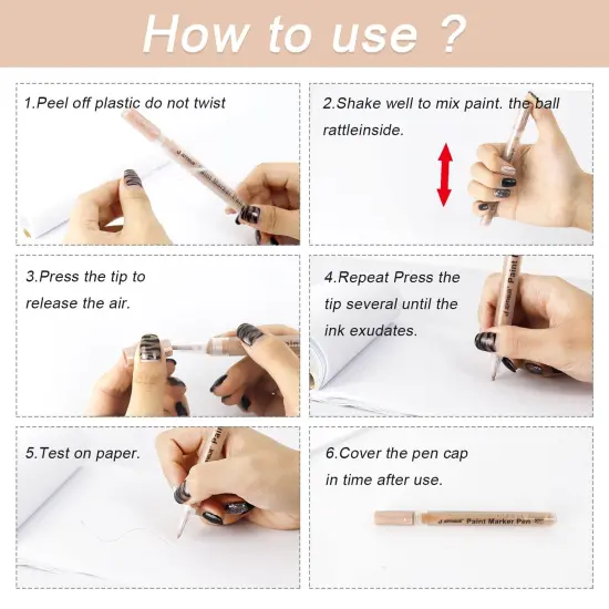 12 Pieces Skin Tone Acrylic Paint Pens, Paint Markers for Wood,Glass,Fabric,Rocks Painting Paint Pens (0.7skin tone) {4}