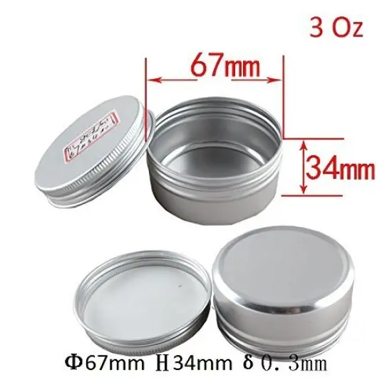 CTKcom 6-Packs 3 oz Screw Top Metal Tins Aluminum Tin Cans Gram Jar,90ml Empty Slip Slide Round Containers For Lip Balm,Salve,Crafts,Cosmetic,Candles,Storage Kit(90g) {2}