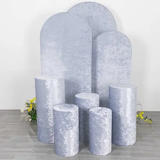 5 Cylinder Pedestal Crushed Velvet Display STAND COVERS Dusty blue {1}