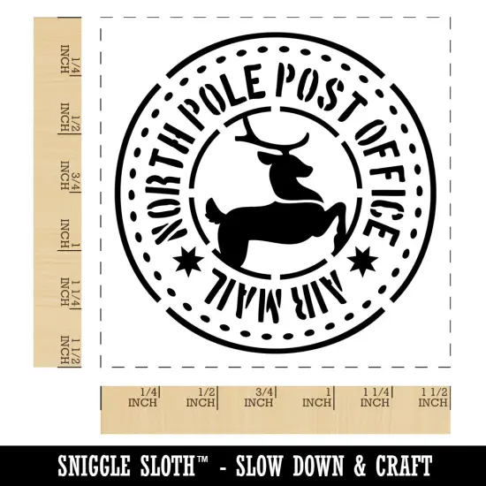 North Pole Post Office Air Mail Post Mark Christmas Reindeer Self-Inking Rubber Stamp Ink Stamper Blue {1}
