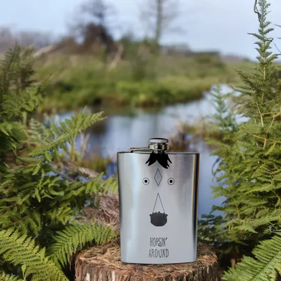 8oz Horsin Around Stainless Steel Flask {6}