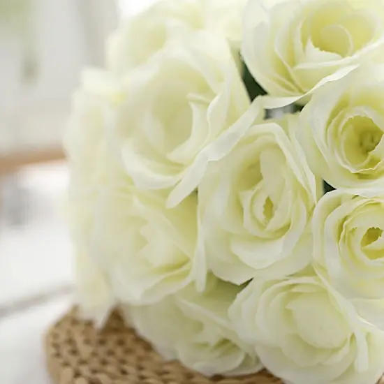 12-Inch Velvet Roses Artificial Flower Bouquet Gold {4}