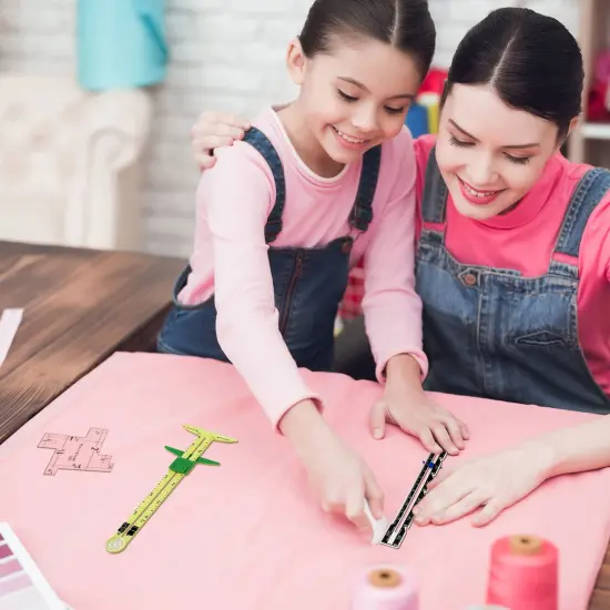 3 Pieces Seam Gauges for Sewing Fabric Hem Ruler T Shape Sewing Rulers 5 in 1 Sliding Gauge Sewing Tool for Knitting Crafting Sewing Beginner Supplies, 3 Styles {4}