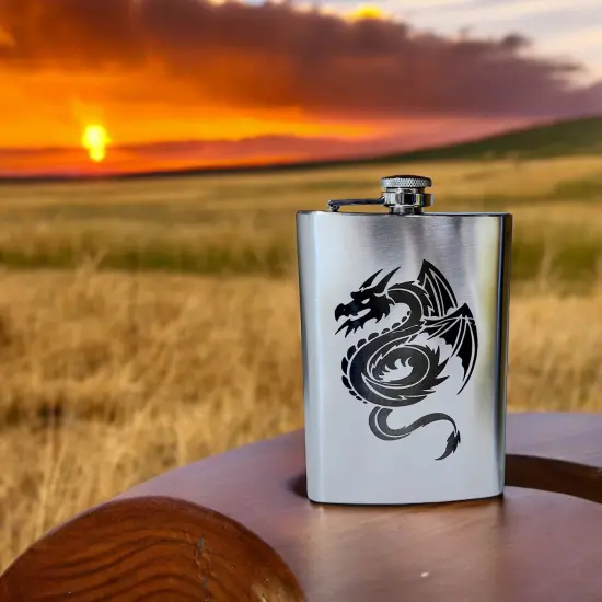 8oz Flying Dragon Stainless Steel Flask {3}