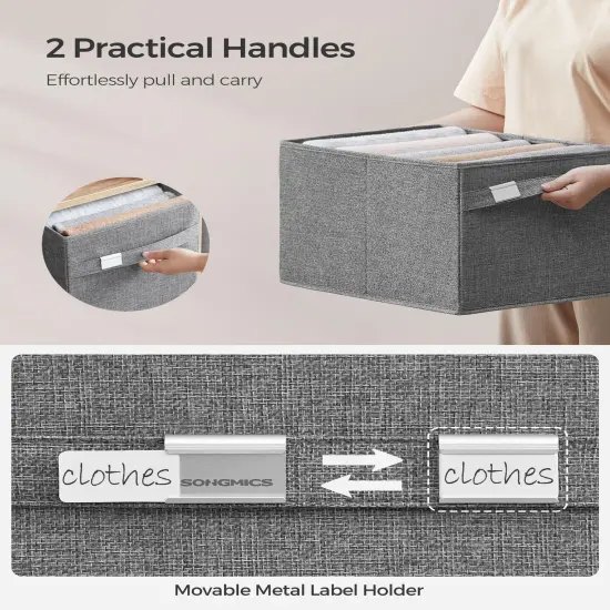 2 Pieces Storage Baskets,Extra Large Storage Bins for Organizing, 15.7 x 11.8 x 9.8 Inches, Fabric Storage Cubes for Shelves, Easy to Clean, Foldable, 2 Handles, Dove Gray UROB240G02 {1}