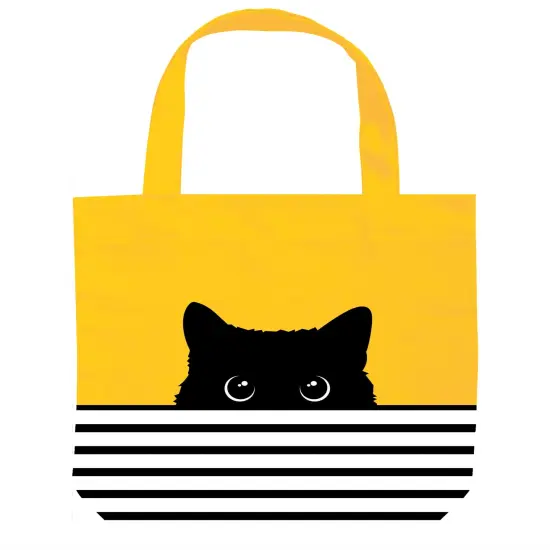 Cat Lover Gifts for Women - Black Cat Gifts for Cat Lovers - Cat Mom Gifts - Cat Themed Gifts - Happy Birthday Bags for Cat Lady Gifts - Reusable Cat Tote Bag (Yellow Cat) {2}