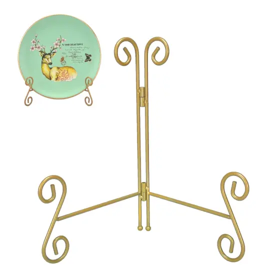 UoYeet Plate Stand 6 Inch Gold Display Plate Holder, Collapsible Iron Plate Stands for Display, Folding Display Easel for Photo, Pictures, Decorative Plate and Artwork (6-Inch, 1-Pack) {1}