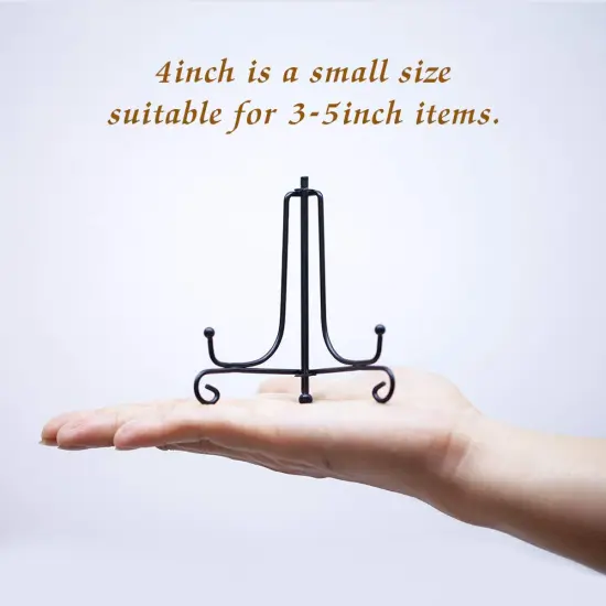 (2 Pack) Iron Display Stand, Black Iron Easel Plate Display Photo Holder Stand, Displays Picture Frames, Decorative Plates,Tablets and Art 4 Inch {3}