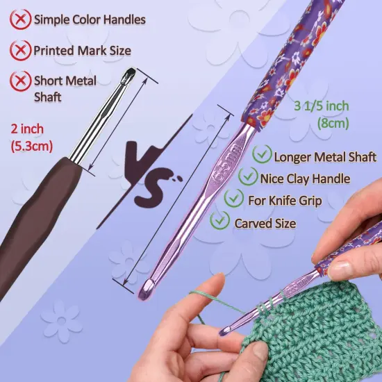 Large Size Warm Crochet Hooks for Crocheter, 6.5mm to 10mm Crochet Kit Crochet Hook Set Art Aluminum Soft Grip Crochet Needles for Crocheting, Comfort Knitting Hook Knitting & Crochet Supplies {6}