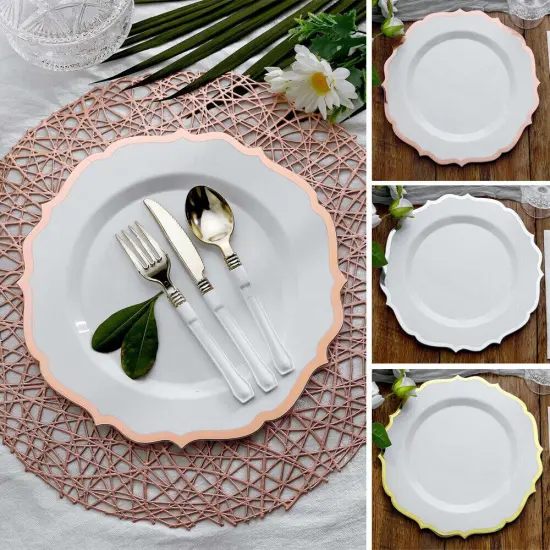10.5" Disposable Plastic Plates Scalloped Rim {2}