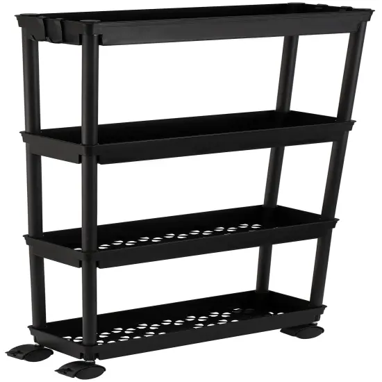 4 Tier Slim Storage Cart,Rolling Storage Cart,Narrow Shelf,Bathroom Rack,Mobile Shelving Unit Organizer for Kitchen, Bathroom, Laundry Room, Black {2}