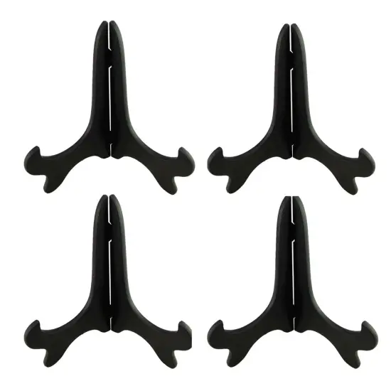 Artliving Black 4" Wood-Like Plastic Easels Plate Display Stands Picture Frame Stand Holder-Set of 4 {1}