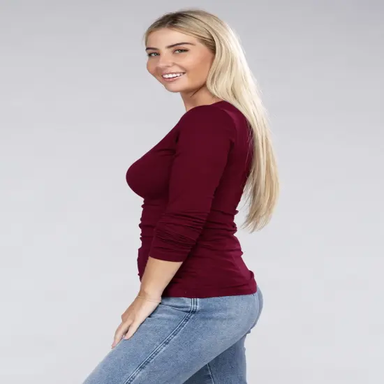 V-Neck Long Sleeve T-Shirt | RADYAN&reg; Heather grey {7}