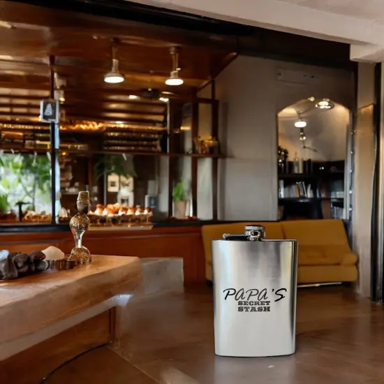 8oz Papa's Secret Stash Stainless Steel Flask {5}