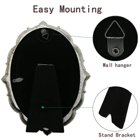 BLYBH Vintage Oval Picture Frame 2.5x3.5 Retro Photo Frames, Tabletop & Wall Hanging Ornate Antique Picture Frame with High Definition Glass, Silver {6}