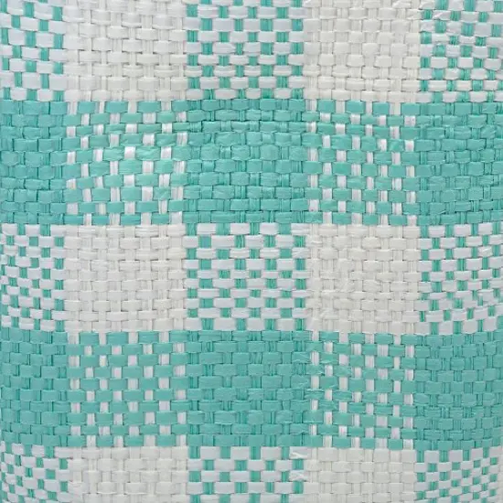Woven Paper Storage Bin, Checkers, Aqua, Medium Rectangle {6}