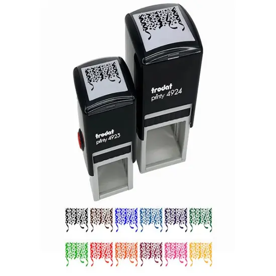 Confetti and Streamers Celebration Party Self-Inking Rubber Stamp Ink Stamper Sky Blue {1}