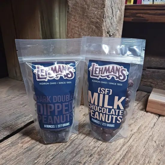 Lehman's Chocolate Covered Peanuts, Double Dipped Nuts in Chocolate Candy, 8 oz Resealable Bag {1}