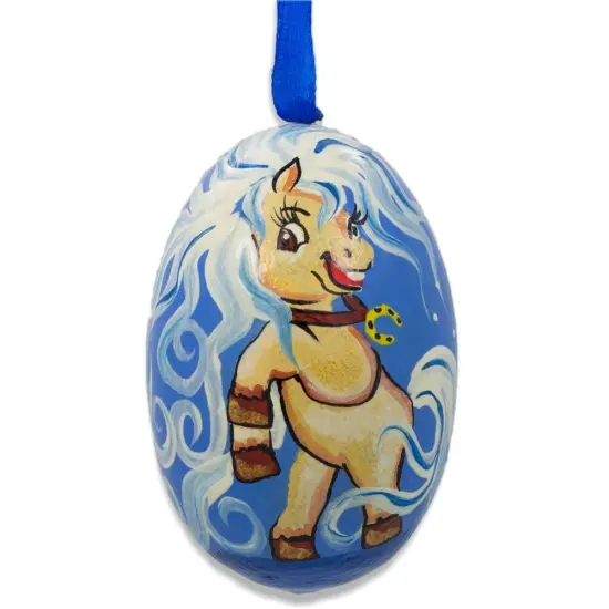 Pony with Flowing Mane Wooden Christmas Ornament 3 Inches {1}