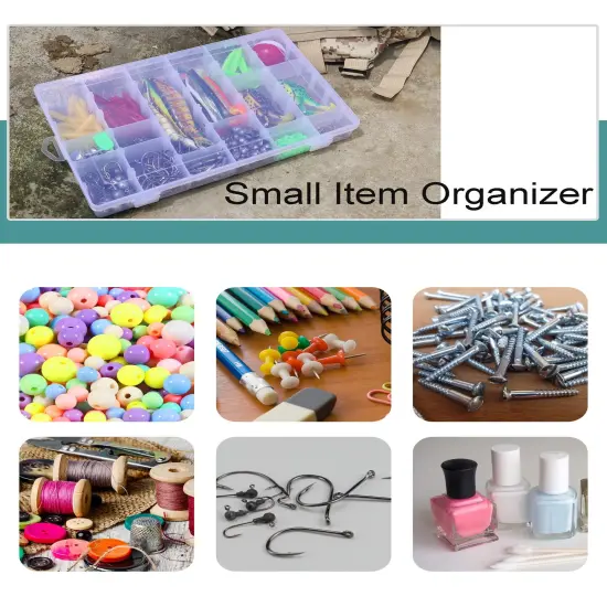 Tackle Box Organizer Plastic Organizer Boxes Large 18 Grids Compartment box with Dividers Clear Containers Jewelry Beads Storage {4}