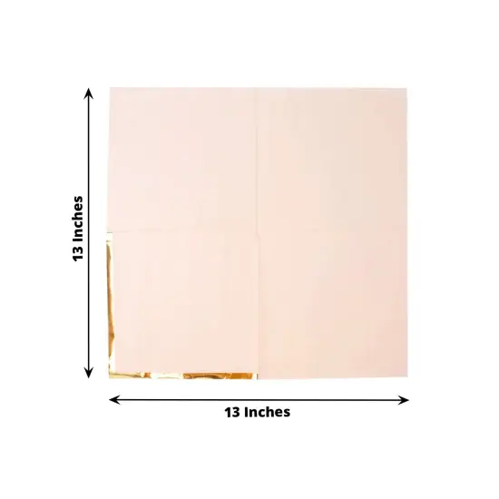 50 Pastel Gold Trim 2 Ply Paper Napkins for Events Blush {2}