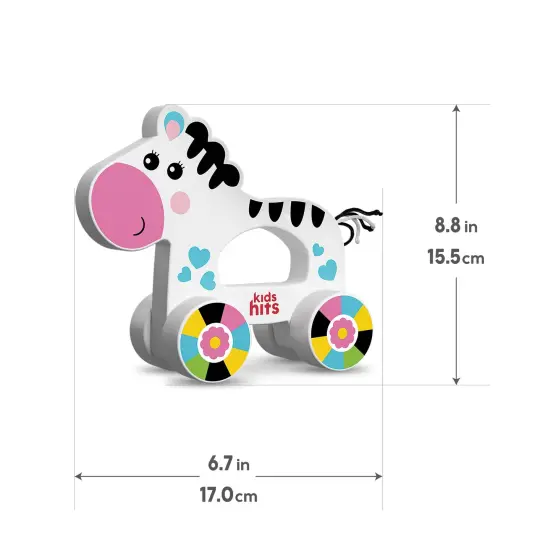 Kids Hits: Colorful Wooden Push & Pull Toy Pull-Along Zebra - A Fun Companion for Toddler Exploration! {5}