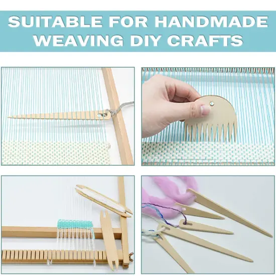 Wood Weaving Tools Set, with Crochet Needle and Comb Wooden Shuttles Stick for Inkle Loom Knitted DIY Craft Supplies {4}